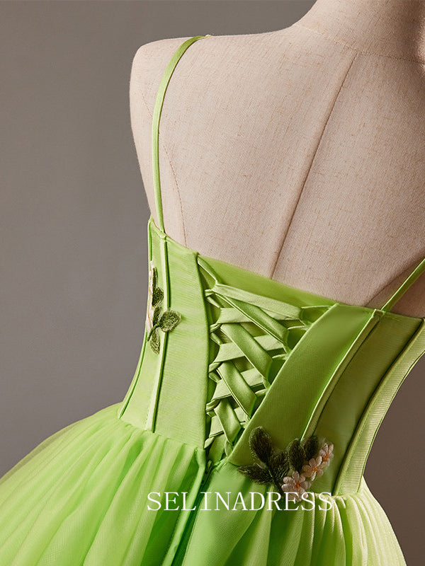 A-Line Short Homecoming Dress Green Tulle Cocktail Dresses #GRK032|Selinadress