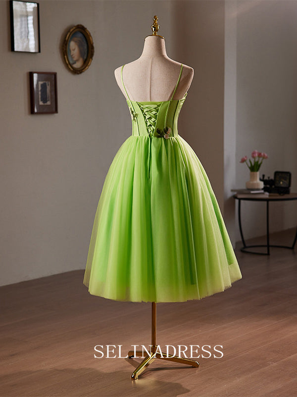 A-Line Short Homecoming Dress Green Tulle Cocktail Dresses #GRK032|Selinadress