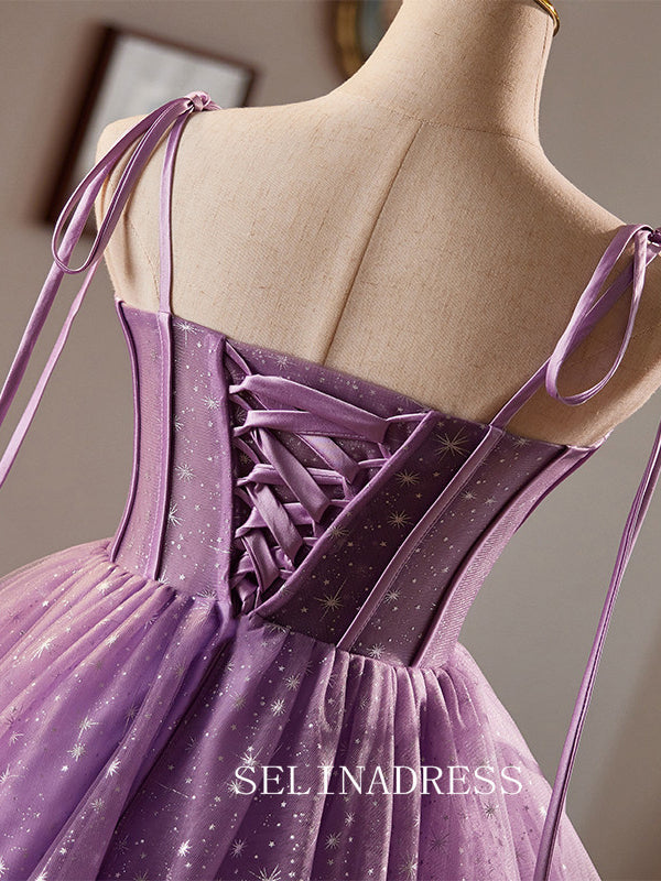 A-Line Short Homecoming Dress Purpule Tulle Cocktail Dresses #GRK033|Selinadress