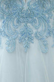 A-line Spaghetti Straps Beaded Short Prom Dress Light Sky Blue Homecoming Dress kts076|Selinadress