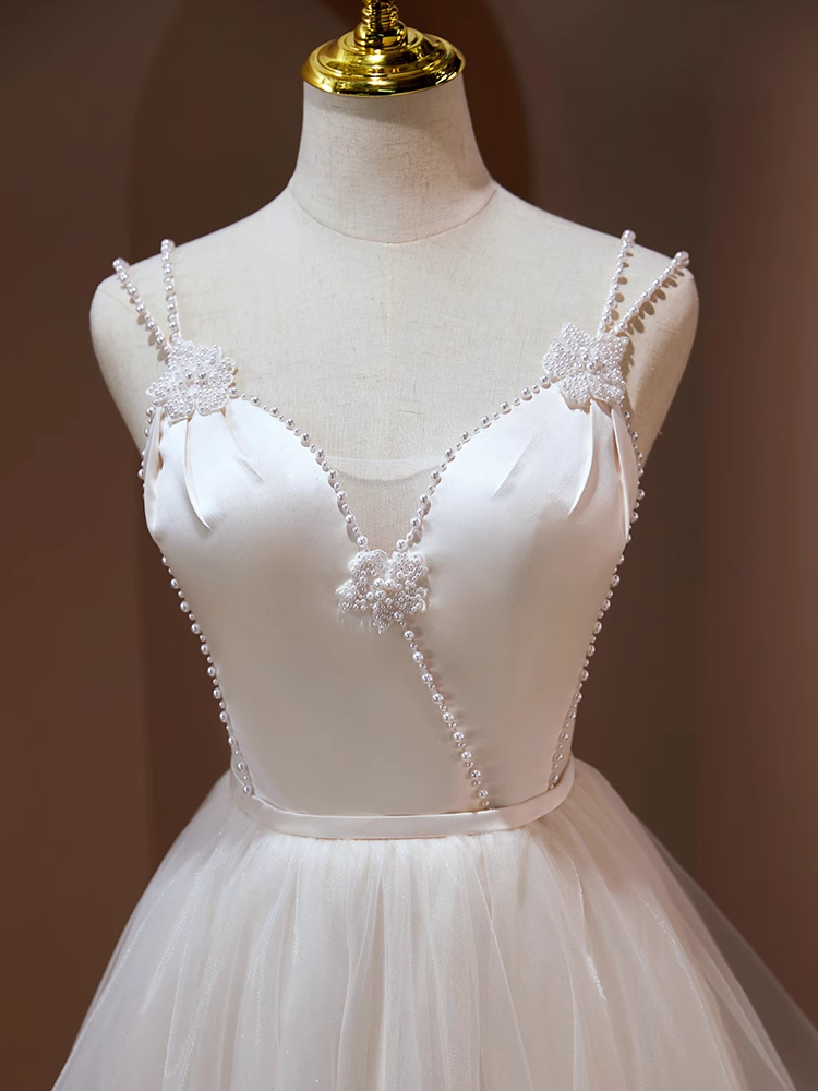 A-line Spaghetti Straps Beaded White Short Prom Dress Juniors Homecomi SELINADRESS A-line Spaghetti Straps Beaded White Short Prom Dress Juniors Homecomi SELINADRESS