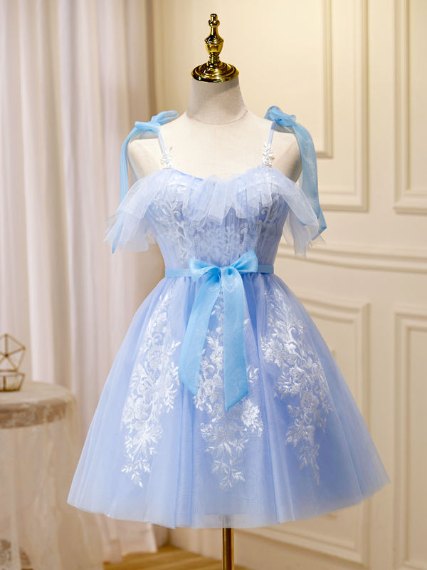 A-line Spaghetti Straps Blue Short Prom Dress Juniors Cute Homecoming SELINADRESS A-line Spaghetti Straps Blue Short Prom Dress Juniors Cute Homecoming SELINADRESS