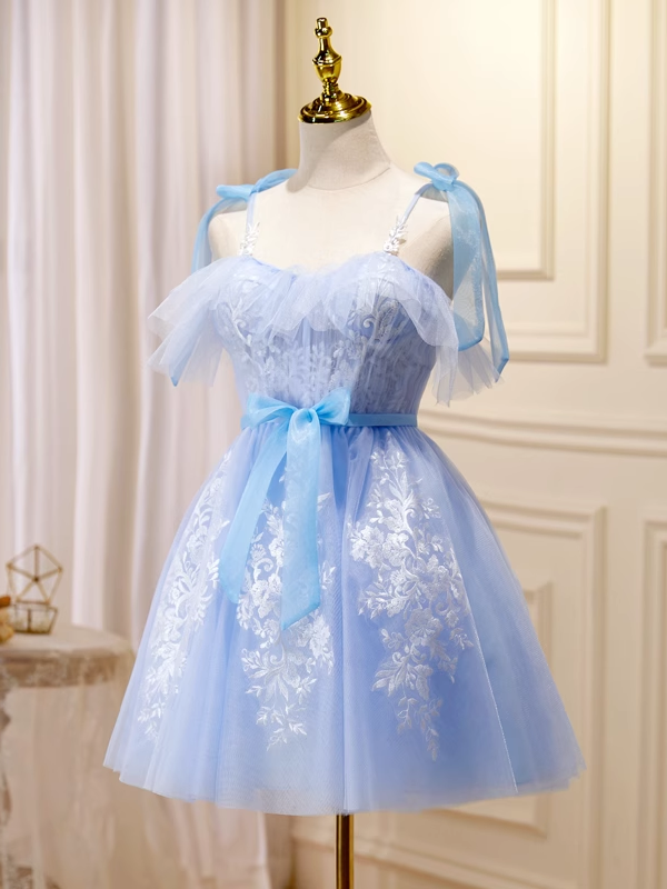 A-line Spaghetti Straps Blue Short Prom Dress Juniors Cute Homecoming SELINADRESS A-line Spaghetti Straps Blue Short Prom Dress Juniors Cute Homecoming SELINADRESS