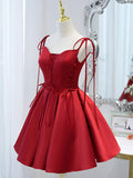 A-line Spaghetti Straps Cheap Short Prom Dress Red Homecoming Dress kts101|Selinadress