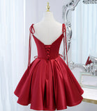 A-line Spaghetti Straps Cheap Short Prom Dress Red Homecoming Dress kts101|Selinadress