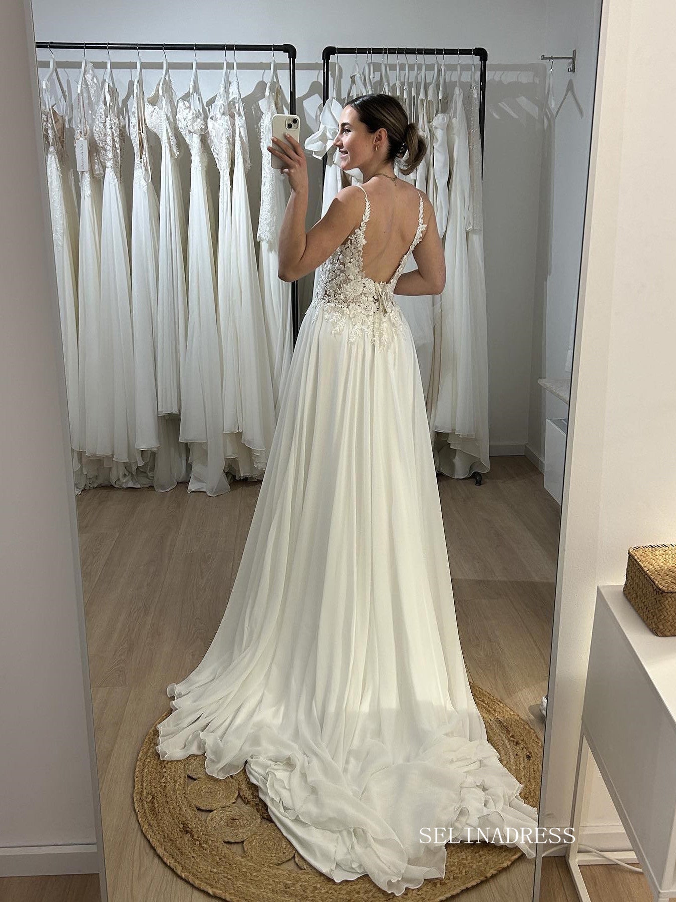 A-line Spaghetti Straps Fall Wedding Dresses Cheap Bridal Gown SEA060 SELINADRESS A-line Spaghetti Straps Fall Wedding Dresses Cheap Bridal Gown SEA060 SELINADRESS