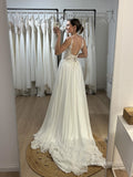 A-line Spaghetti Straps Fall Wedding Dresses Cheap Bridal Gown SEA060|Selinadress