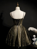 A-line Spaghetti Straps Little Black Dresses Shiny Homecoming Dress Short Graduation Dress KTS015|Selinadress
