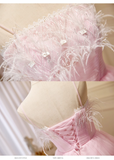 A-line Spaghetti Straps Pink Short Prom Dress Juniors Cute Homecoming Dresses KTS004|Selinadress