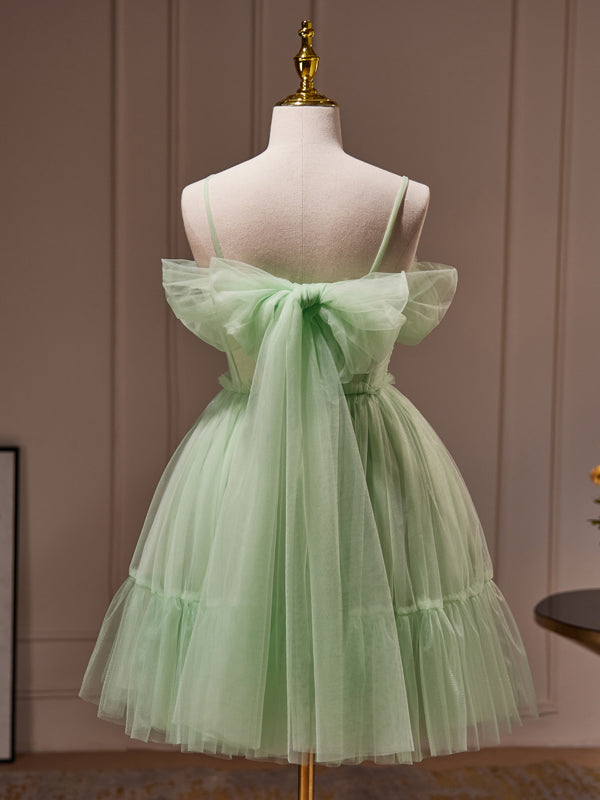 A-line Spaghetti Straps Sage Homecoming Dress Tulle Short Graduation D SELINADRESS A-line Spaghetti Straps Sage Homecoming Dress Tulle Short Graduation D SELINADRESS