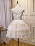 A-line Spaghetti Straps Sweetheart White Short Prom Dress Juniors Cute Homecoming Dresses KTS003|Selinadress