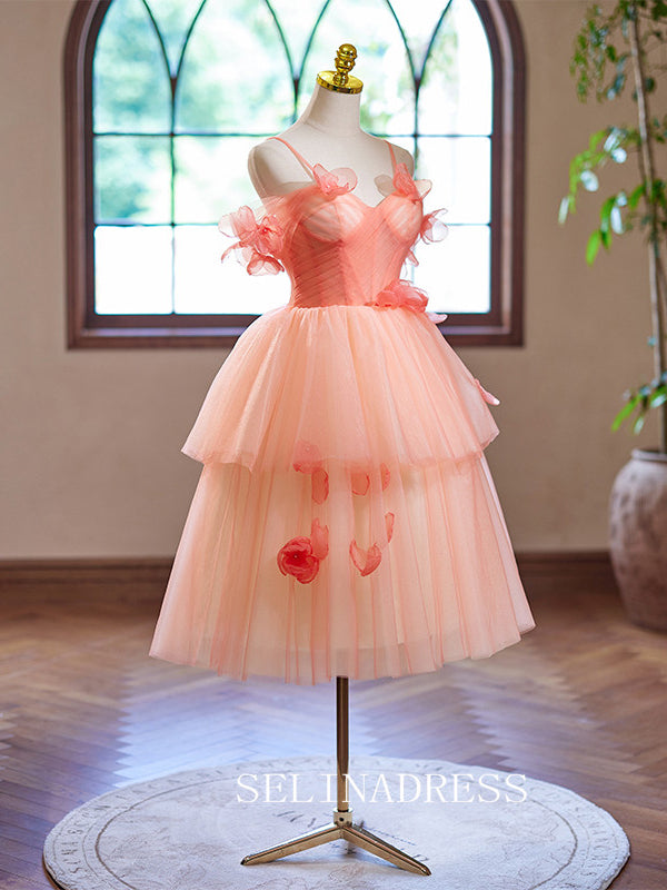 A-Line Spaghetti Straps Tulle Homecoming Dress Cute Cocktail Dresses #GRK035|Selinadress
