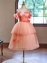 A-Line Spaghetti Straps Tulle Homecoming Dress Cute Cocktail Dresses #GRK035|Selinadress