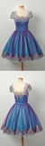 A-line Square Blue Short Prom Dress Lace Vintage Homecoming Dress kts085|Selinadress