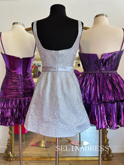 A-line Square Neck Lilac Homecoming Dresses Cocktail Dress #SEA009|Selinadress