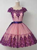 A-line Square Vintage Short Prom Dress Purple Homecoming Dress kts083|Selinadress