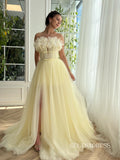 A-line Strapless Beautiful Prom Dress Daffodil Long Evening Dresses SEA034|Selinadress