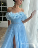 A-line Strapless Gorgeous Prom Dress Light Sky Blue Long Evening Dresses SEA033|Selinadress