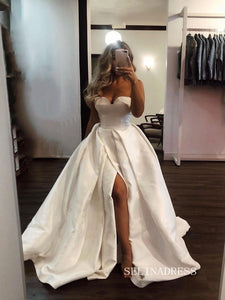 A-line Strapless Satin Wedding Dress Cheap Bridal Dresses #KOP086|Selinadress