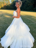 A-line Strapless Tiered Long Prom Dress Evening Dress SEW1137|Selinadress