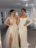 A-line Strapless Wedding Dresses Elegant Applique Bridal Gown SEA051|Selinadress