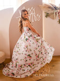 A-line Straps Cheap Floral Long Prom Dress lpk925|Selinadress