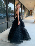 A-line Straps Lilac Long Prom Dress Ruffles Evening Dress SEW1133|Selinadress
