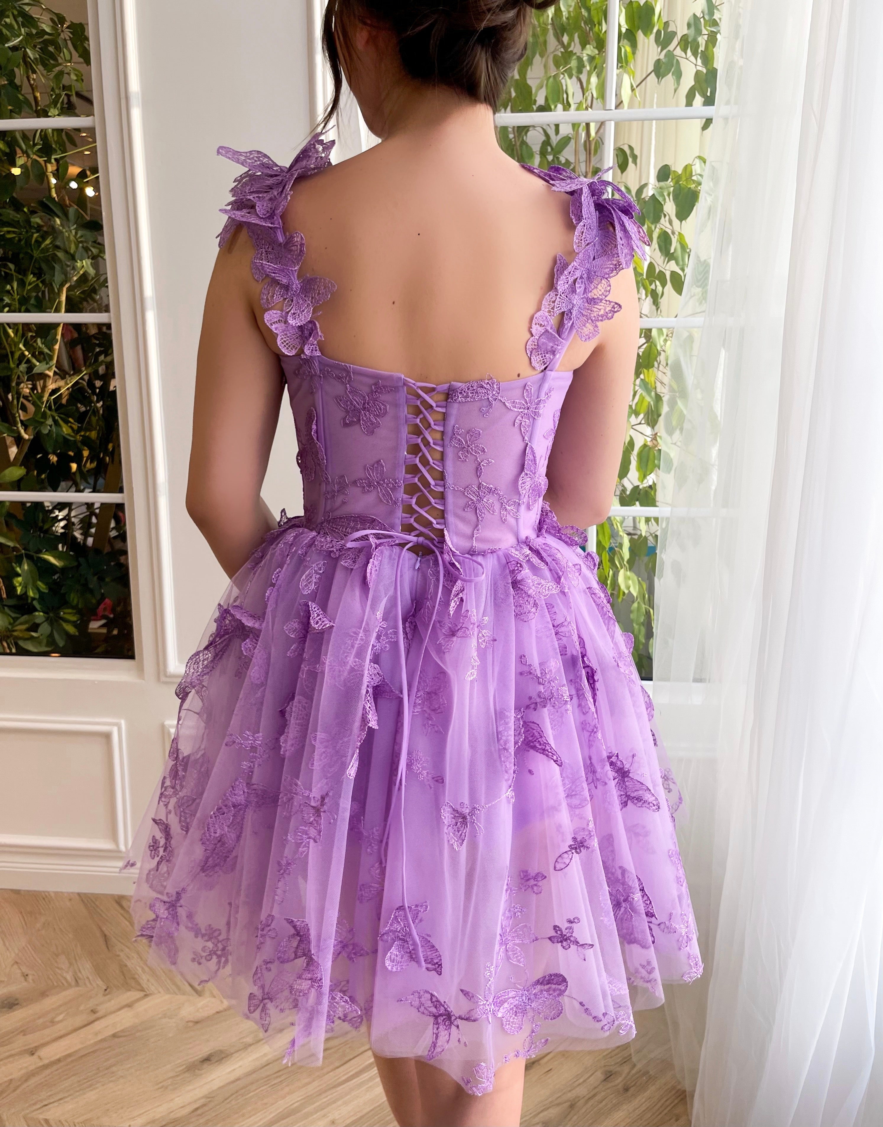 A-line Straps Lilac Short Prom Dress Butterfly Homecoming Dress KTS052 SELINADRESS A-line Straps Lilac Short Prom Dress Butterfly Homecoming Dress KTS052 SELINADRESS
