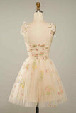 A-line Straps Short Prom Dress Flower Homecoming Dress kts070|Selinadress