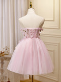 A-line Sweetheart Pink Homecoming Dress Cute Graduation Dress Floral Short Prom Dress KTS018|Selinadress