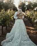 A-line Sweetheart Sexy Boho Beach wedding dress Tulle Lace Long Bridal Dresses Crystal wedding dress ASK007|Selinadress
