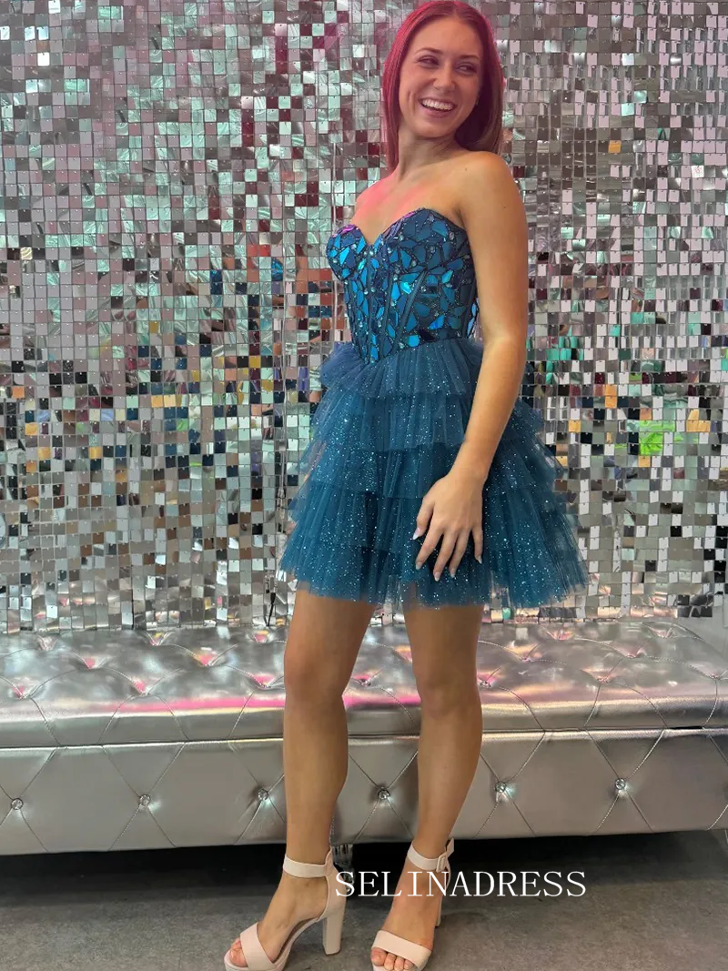 A-line Sweetheart Sparkly Short Prom Dress Pink Homecoming Dresses #TK SELINADRESS A-line Sweetheart Sparkly Short Prom Dress Pink Homecoming Dresses #TK SELINADRESS