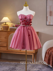 A-line Sweetheart Tulle Homecoming Dress Cute Cocktail  Dresses #ABC010|Selinadress