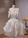 A-line Sweetheart White Homecoming Dress Cute Graduation Dress Short Prom Dress KTS017|Selinadress