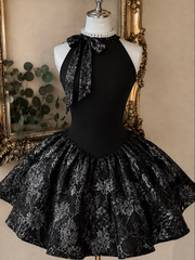 Black Scoop Neckline Satin Short Prom Dress Evening cok079|Selinadress