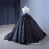 Black Strapless Unique Wedding Dressess Sweet 16 Ball Gown Tiered Quinceanera Dress 231110|Selinadress