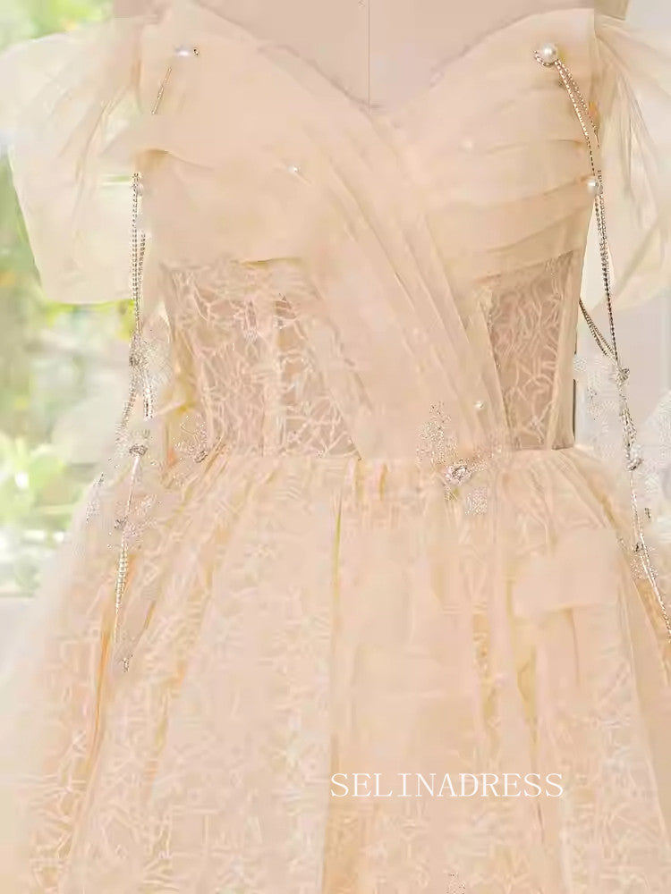 Champagne Off-the-shoulder Cocktail Dress Cute Homecoming Dresses #ALI – SELINADRESS Champagne Off-the-shoulder Cocktail Dress Cute Homecoming Dresses #ALI – SELINADRESS