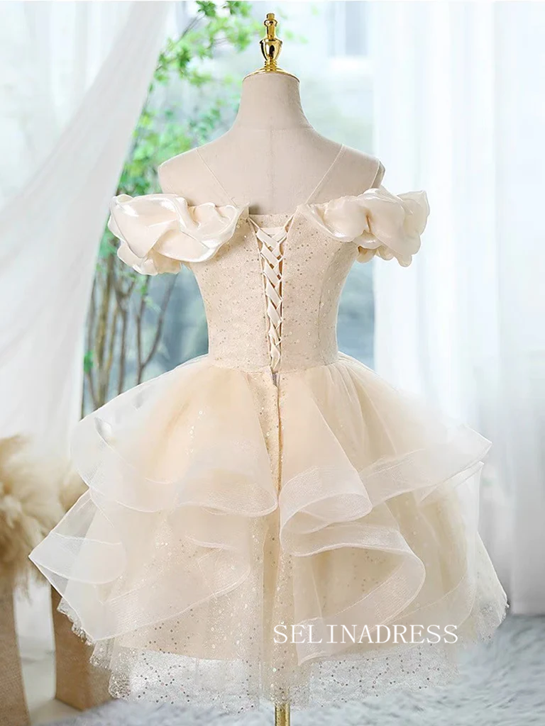 Champagne Scoop Homecoming Dress Lace Short Prom Dress Cocktail Dress SELINADRESS Champagne Scoop Homecoming Dress Lace Short Prom Dress Cocktail Dress SELINADRESS