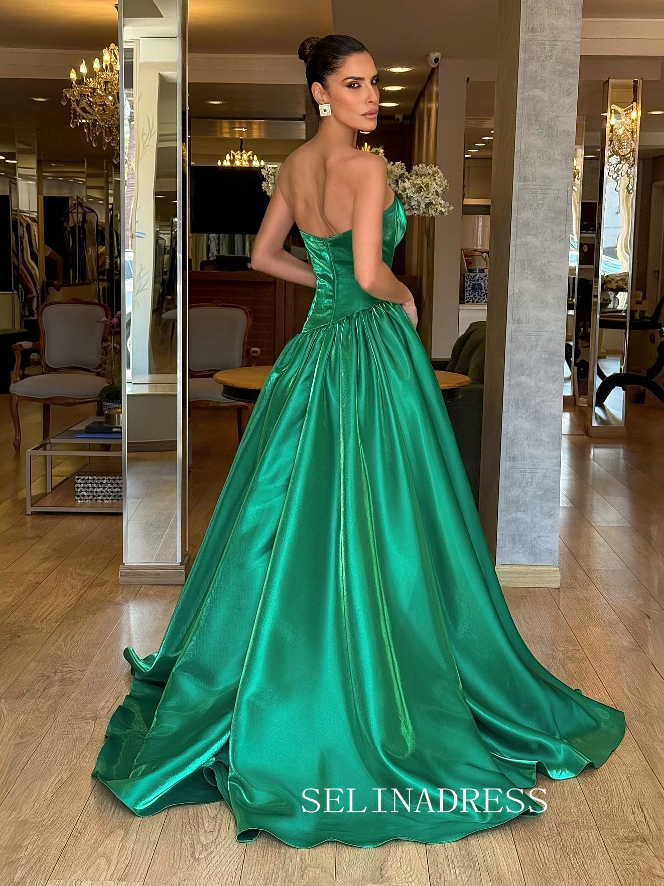 Charming A-line Hunter Green Long Prom Dress Evening Dress TKL716 SELINADRESS Charming A-line Hunter Green Long Prom Dress Evening Dress TKL716 SELINADRESS