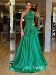 Charming A-line Hunter Green Long Prom Dress Evening Dress TKL716|Selinadress