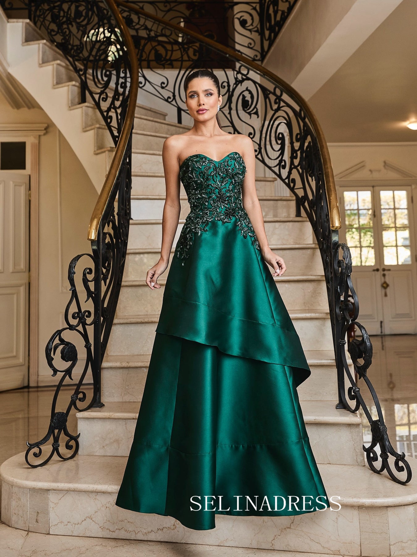 Charming A-line Sweetheart Beaded Green Long Prom Dress Evening Dress TKL721|Selinadress
