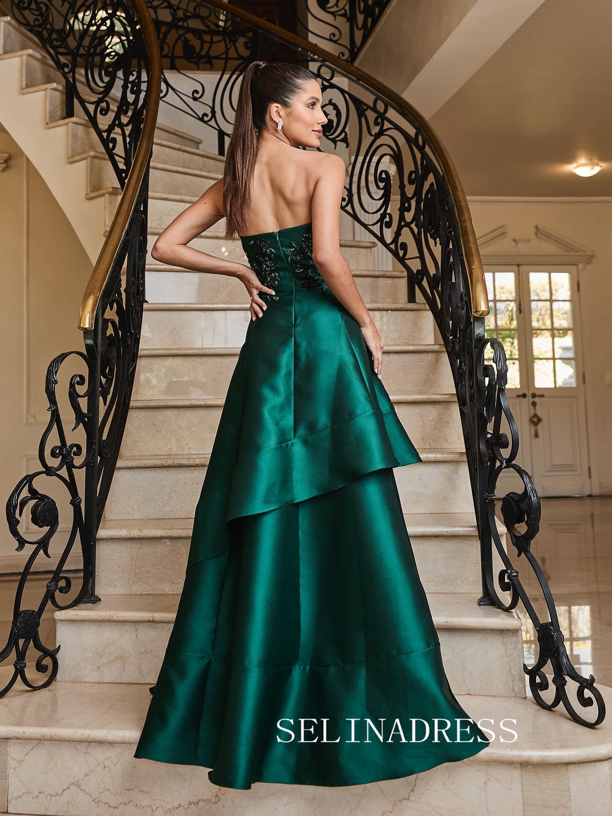 Charming A-line Sweetheart Beaded Green Long Prom Dress Evening Dress TKL721|Selinadress
