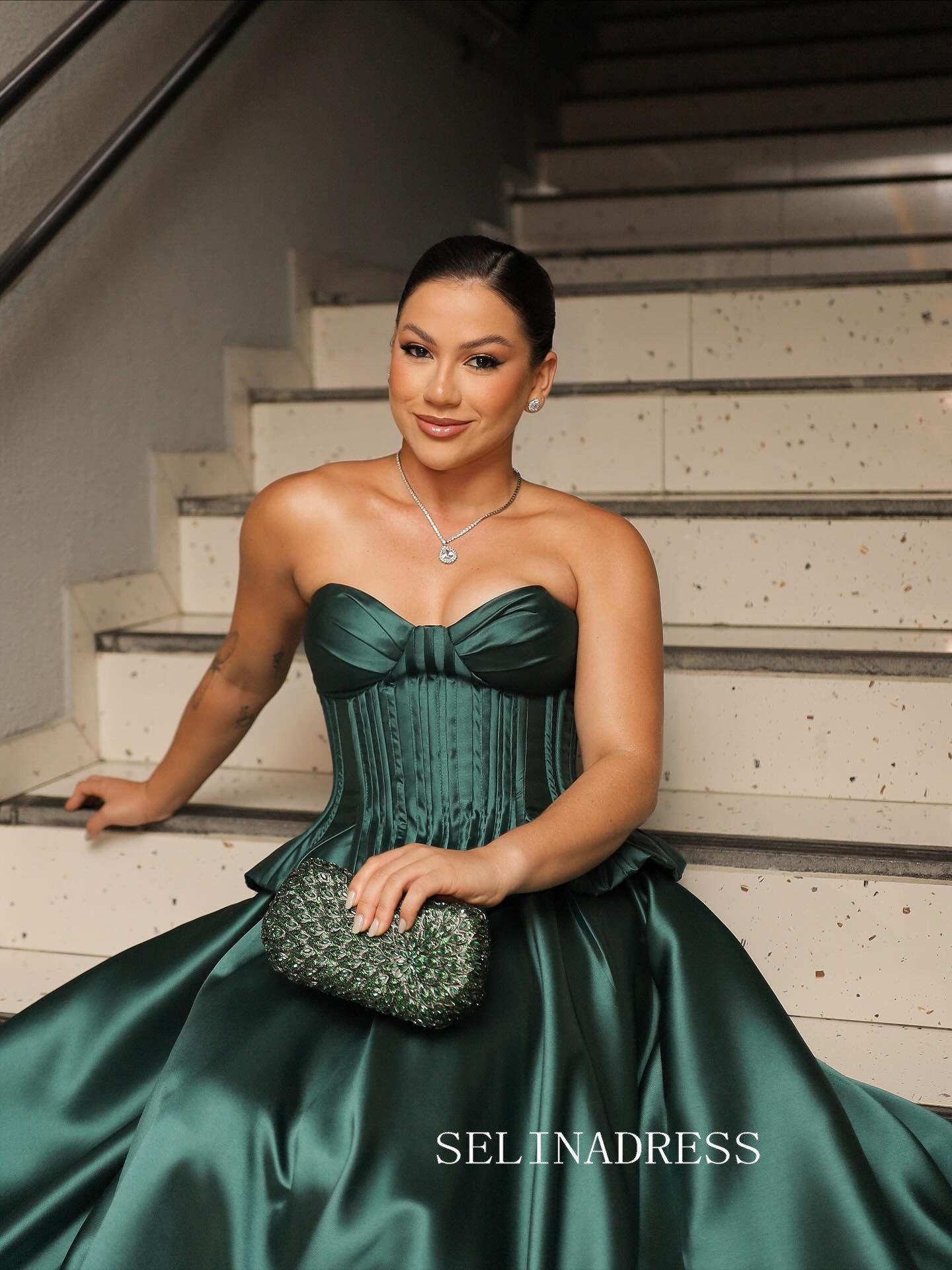 Charming A-line Sweetheart Green Long Prom Dress Evening Dress TKL720|Selinadress