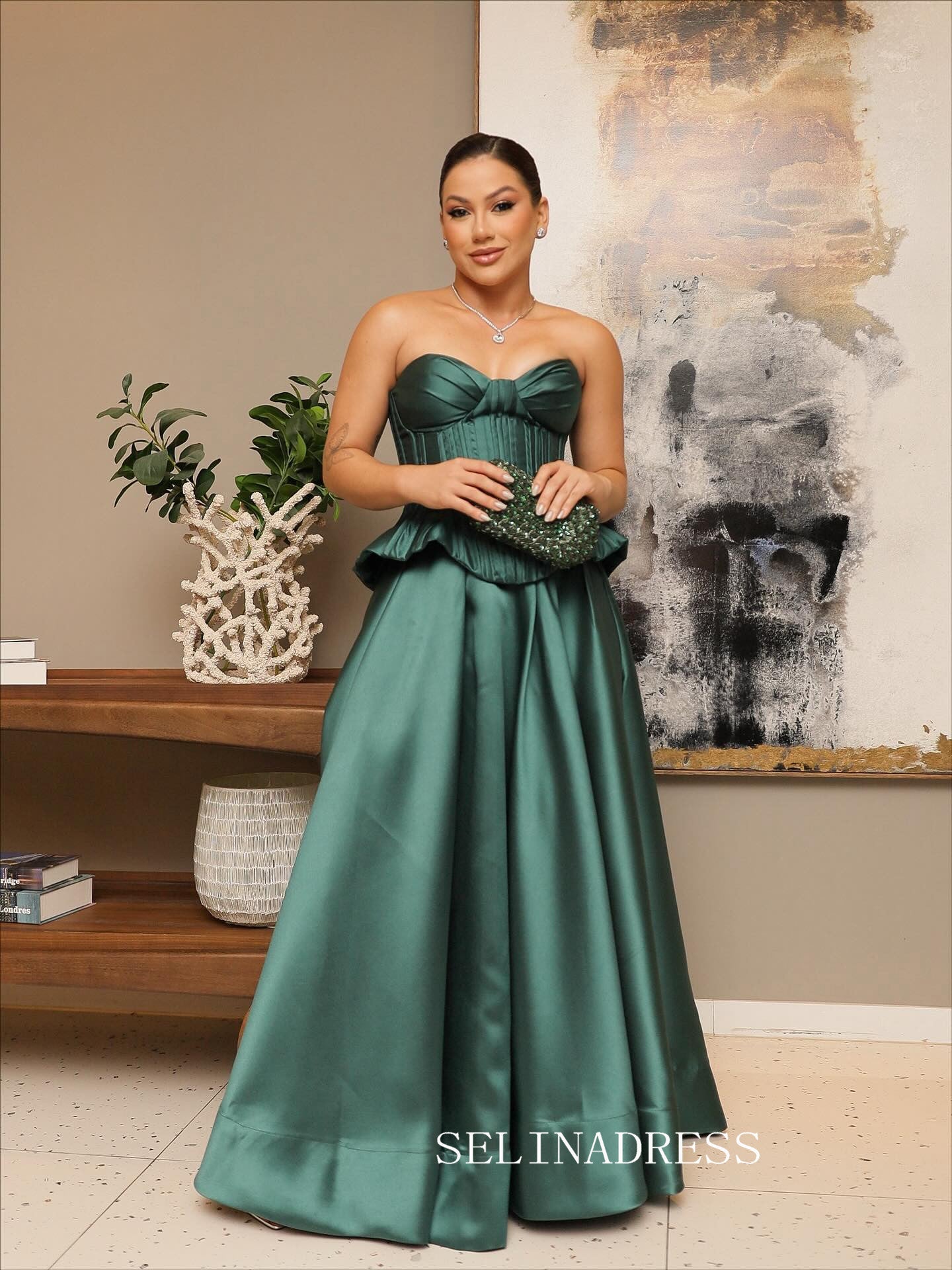 Charming A-line Sweetheart Green Long Prom Dress Evening Dress TKL720|Selinadress