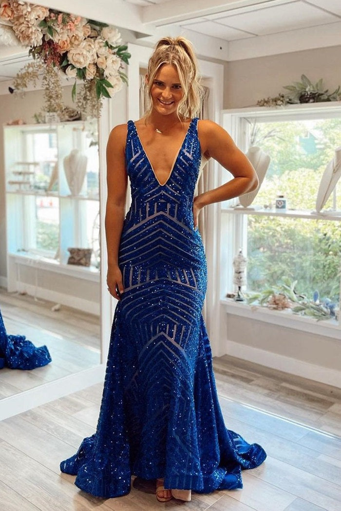 Charming Dark Green V neck Sparkly Sequins Mermaid Prom Dress lpk559 SELINADRESS Charming Dark Green V neck Sparkly Sequins Mermaid Prom Dress lpk559 SELINADRESS