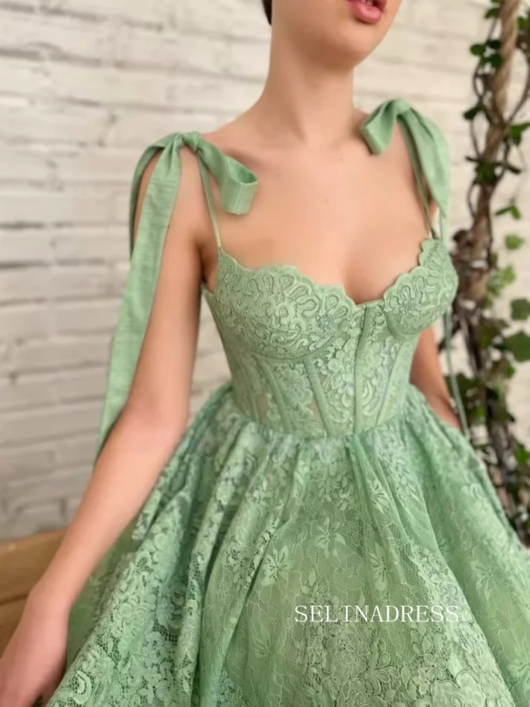 Cheap Green Lace Short Prom Dress Tea Length Homecoming Dress Formal D SELINADRESS Cheap Green Lace Short Prom Dress Tea Length Homecoming Dress Formal D SELINADRESS