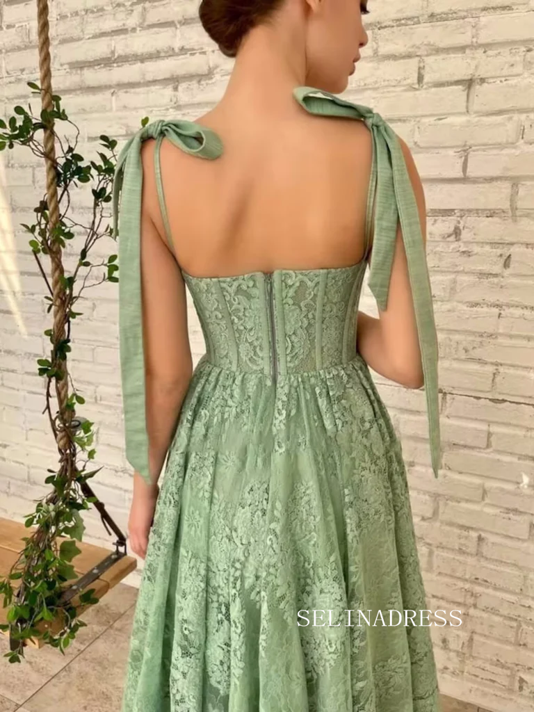 Cheap Green Lace Short Prom Dress Tea Length Homecoming Dress Formal D SELINADRESS Cheap Green Lace Short Prom Dress Tea Length Homecoming Dress Formal D SELINADRESS