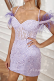 Cheap Lace Applique Short Prom Dress Lilac Homecoming Dress jkw035|Selinadress