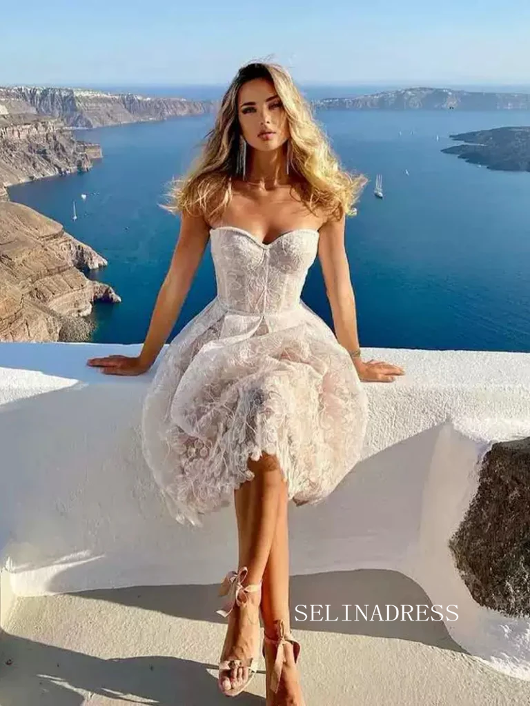 Cheap Sweetheart Lace Short Prom Dress Tea Length Homecoming Dress For SELINADRESS Cheap Sweetheart Lace Short Prom Dress Tea Length Homecoming Dress For SELINADRESS