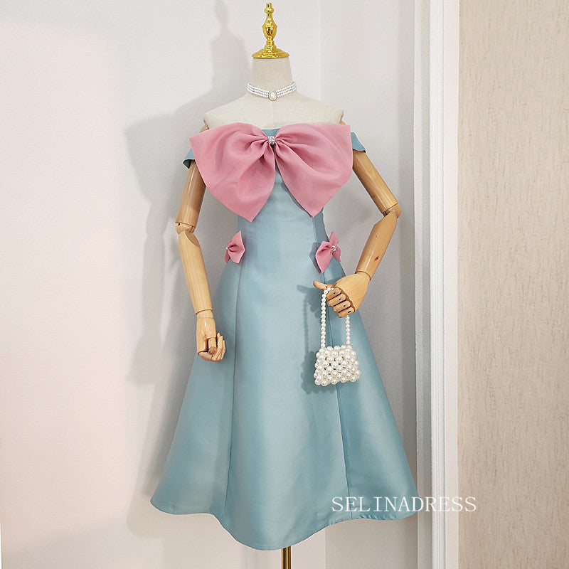 Chic A-line Cute Short Mini Prom Dress With Bowknot Homecoming Graduat SELINADRESS Chic A-line Cute Short Mini Prom Dress With Bowknot Homecoming Graduat SELINADRESS